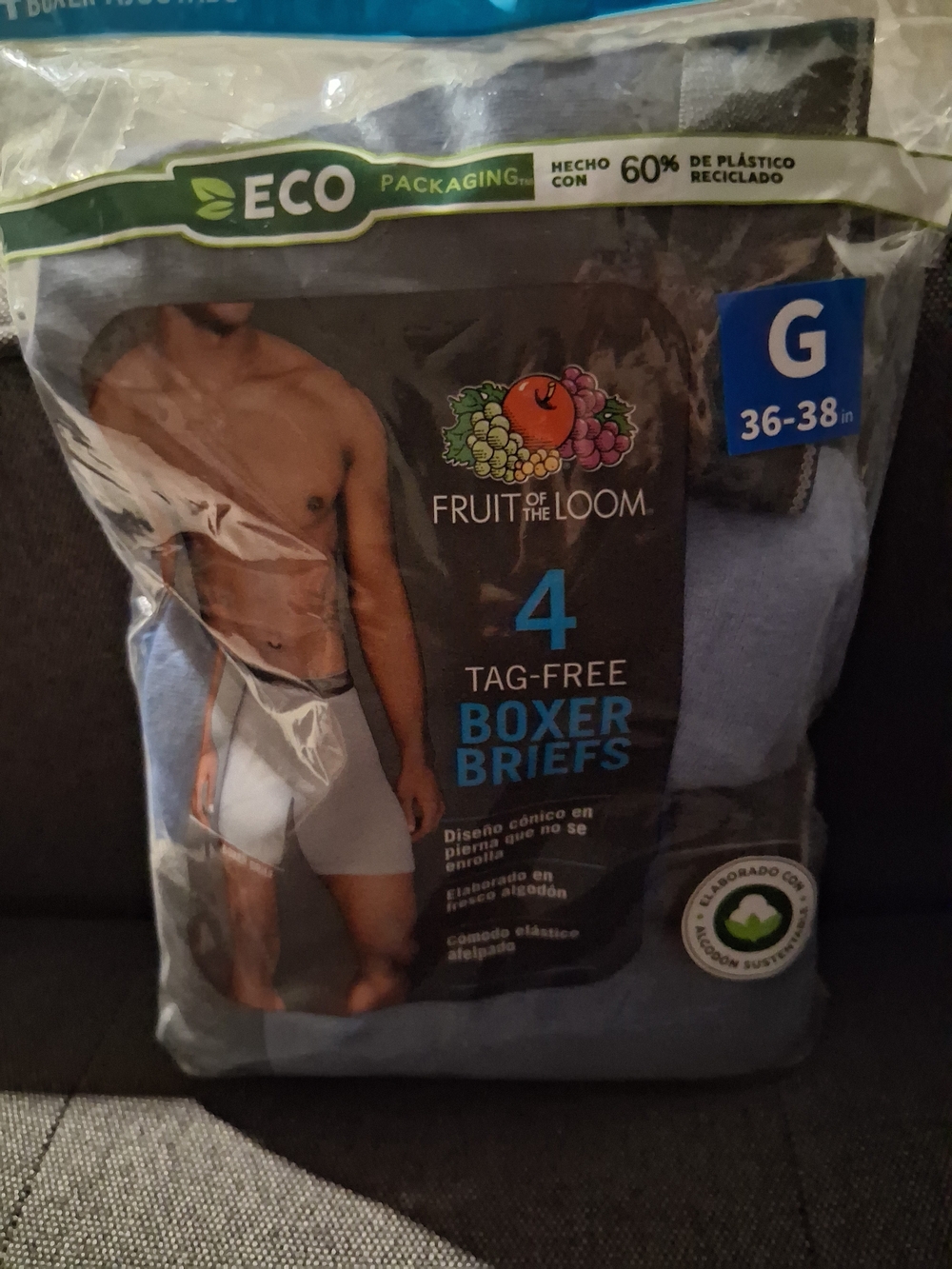 Fruit of the Loom Men's Tag-Free Boxer Briefs - Light Blue & Dark Gray (4 Pack)